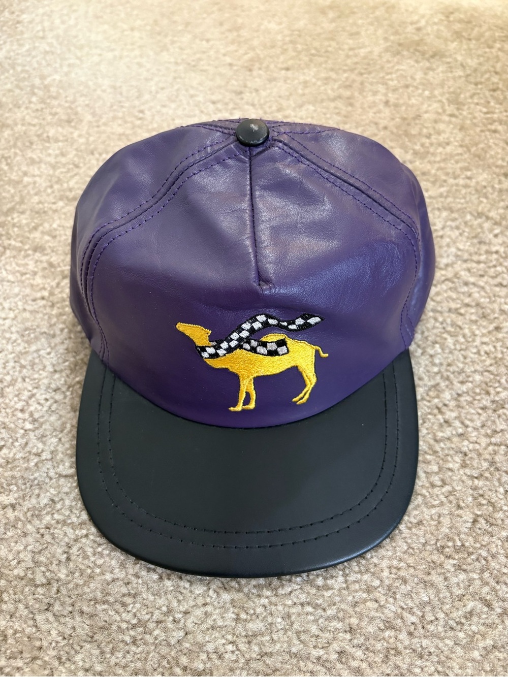 Vintage Purple Leather Camel Racing Cap